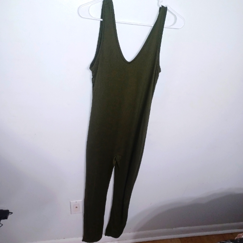 Fashion Nova- Olive Green - 1 Piece Pants Romper- W Sz Large